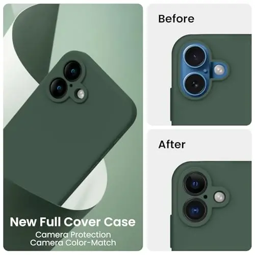 FireNova Designed for iPhone 16 Plus Case, Silicone Upgraded [Camera Protection] Case, Soft Anti-Scratch Microfiber Lining Inside, 6.7 inch, Alpine Green - 3