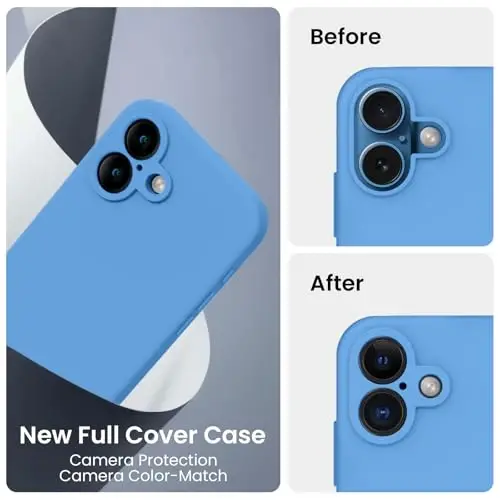 FireNova Designed for iPhone 16 Plus Case, Silicone Upgraded [Camera Protection] Case, Soft Anti-Scratch Microfiber Lining Inside, 6.7 inch, Blue - 3