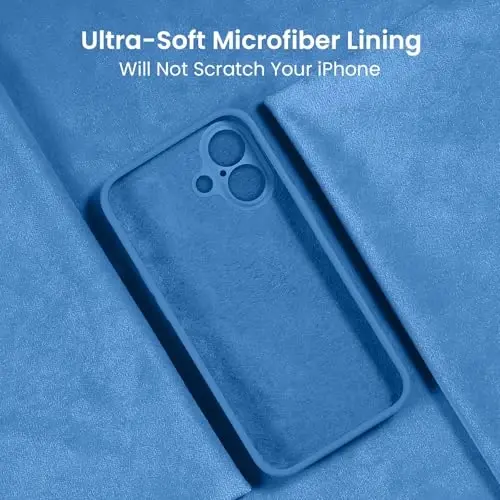FireNova Designed for iPhone 16 Plus Case, Silicone Upgraded [Camera Protection] Case, Soft Anti-Scratch Microfiber Lining Inside, 6.7 inch, Blue - 5