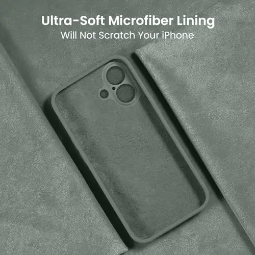 FireNova Designed for iPhone 16 Plus Case, Silicone Upgraded [Camera Protection] Case, Soft Anti-Scratch Microfiber Lining Inside, 6.7 inch, Calke Green - 5