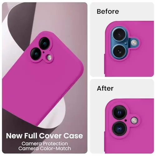 FireNova Designed for iPhone 16 Plus Case, Silicone Upgraded [Camera Protection] Case, Soft Anti-Scratch Microfiber Lining Inside, 6.7 inch, Dark Fuchsia - 3
