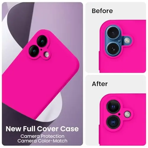 FireNova Designed for iPhone 16 Plus Case, Silicone Upgraded [Camera Protection] Case, Soft Anti-Scratch Microfiber Lining Inside, 6.7 inch, Hot Pink - 3
