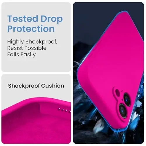 FireNova Designed for iPhone 16 Plus Case, Silicone Upgraded [Camera Protection] Case, Soft Anti-Scratch Microfiber Lining Inside, 6.7 inch, Hot Pink - 4