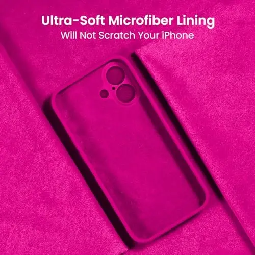 FireNova Designed for iPhone 16 Plus Case, Silicone Upgraded [Camera Protection] Case, Soft Anti-Scratch Microfiber Lining Inside, 6.7 inch, Hot Pink - 5
