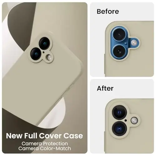 FireNova Designed for iPhone 16 Plus Case, Silicone Upgraded [Camera Protection] Case, Soft Anti-Scratch Microfiber Lining Inside, 6.7 inch, Khaki - 3