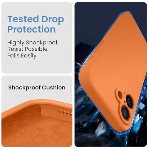 FireNova Designed for iPhone 16 Plus Case, Silicone Upgraded [Camera Protection] Case, Soft Anti-Scratch Microfiber Lining Inside, 6.7 inch, Kumquat - 4