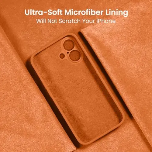 FireNova Designed for iPhone 16 Plus Case, Silicone Upgraded [Camera Protection] Case, Soft Anti-Scratch Microfiber Lining Inside, 6.7 inch, Kumquat - 5