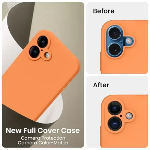 FireNova Designed for iPhone 16 Plus Case, Silicone Upgraded [Camera Protection] Case, Soft Anti-Scratch Microfiber Lining Inside, 6.7 inch, Kumquat - 3
