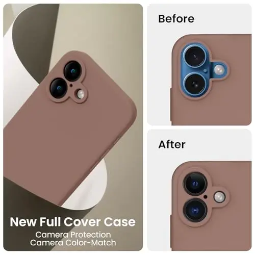 FireNova Designed for iPhone 16 Plus Case, Silicone Upgraded [Camera Protection] Case, Soft Anti-Scratch Microfiber Lining Inside, 6.7 inch, Light Brown - 3