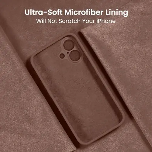 FireNova Designed for iPhone 16 Plus Case, Silicone Upgraded [Camera Protection] Case, Soft Anti-Scratch Microfiber Lining Inside, 6.7 inch, Light Brown - 5