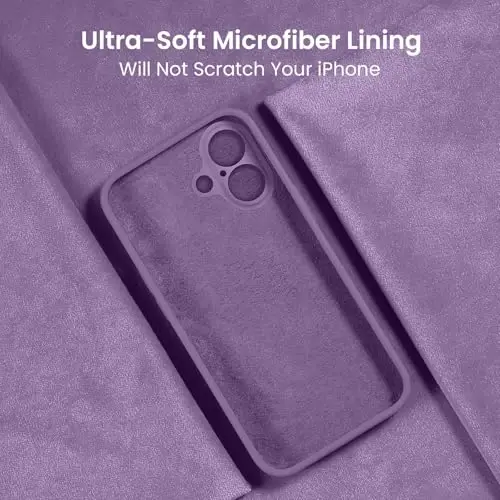 FireNova Designed for iPhone 16 Plus Case, Silicone Upgraded [Camera Protection] Case, Soft Anti-Scratch Microfiber Lining Inside, 6.7 inch, Light Purple - 5