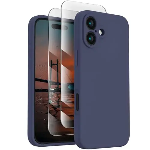 FireNova Designed for iPhone 16 Plus Case, Silicone Upgraded [Camera Protection] Case, Soft Anti-Scratch Microfiber Lining Inside, 6.7 inch, Navy Blue 