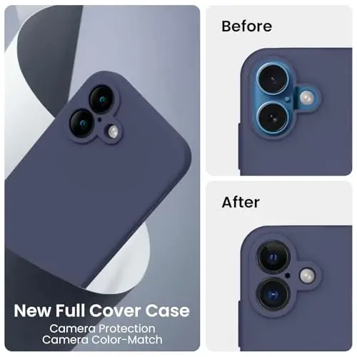 FireNova Designed for iPhone 16 Plus Case, Silicone Upgraded [Camera Protection] Case, Soft Anti-Scratch Microfiber Lining Inside, 6.7 inch, Navy Blue - 3