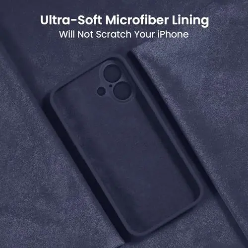 FireNova Designed for iPhone 16 Plus Case, Silicone Upgraded [Camera Protection] Case, Soft Anti-Scratch Microfiber Lining Inside, 6.7 inch, Navy Blue - 5