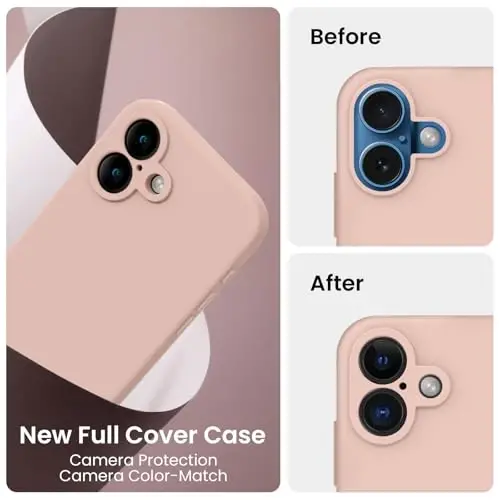 FireNova Designed for iPhone 16 Plus Case, Silicone Upgraded [Camera Protection] Case, Soft Anti-Scratch Microfiber Lining Inside, 6.7 inch, Pinksand - 3