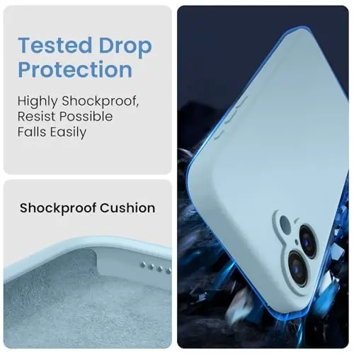 FireNova Designed for iPhone 16 Plus Case, Silicone Upgraded [Camera Protection] Case, Soft Anti-Scratch Microfiber Lining Inside, 6.7 inch, Sky Blue - 4