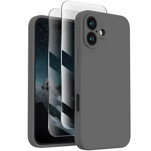 FireNova Designed for iPhone 16 Plus Case, Silicone Upgraded [Camera Protection] Case, Soft Anti-Scratch Microfiber Lining Inside, 6.7 inch, Space Gray 