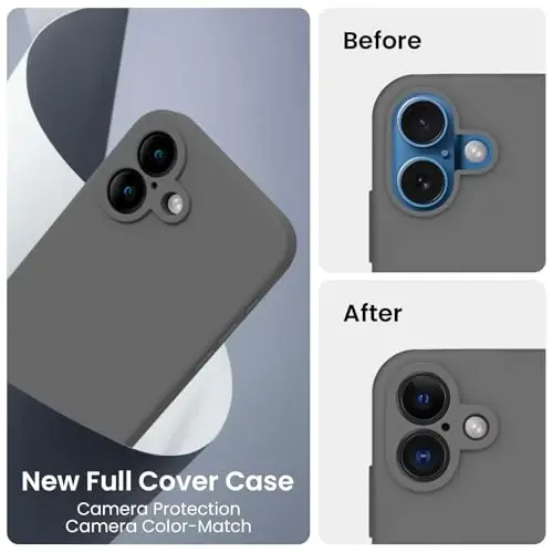 FireNova Designed for iPhone 16 Plus Case, Silicone Upgraded [Camera Protection] Case, Soft Anti-Scratch Microfiber Lining Inside, 6.7 inch, Space Gray - 3