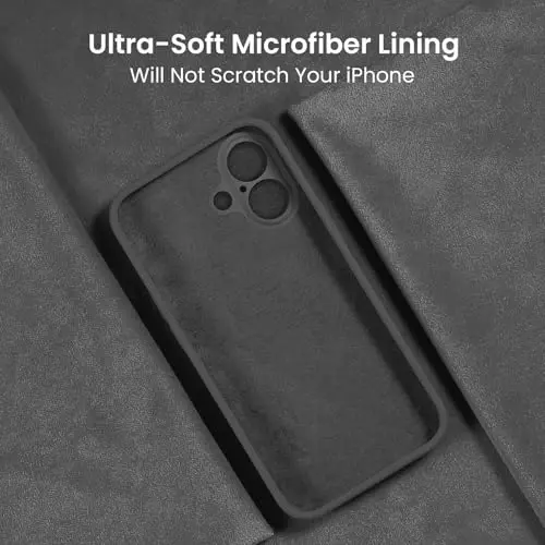 FireNova Designed for iPhone 16 Plus Case, Silicone Upgraded [Camera Protection] Case, Soft Anti-Scratch Microfiber Lining Inside, 6.7 inch, Space Gray - 5