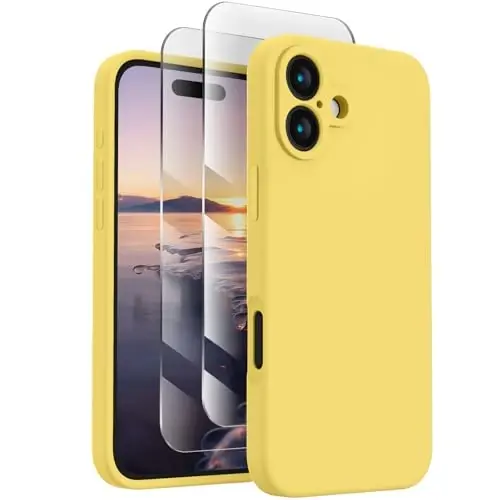 FireNova Designed for iPhone 16 Plus Case, Silicone Upgraded [Camera Protection] Case, Soft Anti-Scratch Microfiber Lining Inside, 6.7 inch, Yellow 