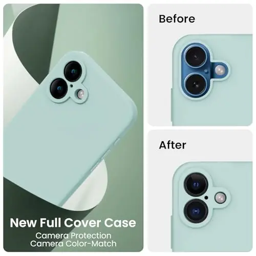 FireNova Designed for iPhone 16 Plus Case, Silicone Upgraded [Camera Protection] Case with [2 Screen Protectors], Soft Anti-Scratch Microfiber Lining Inside, 6.7 inch, Mint Green - 3