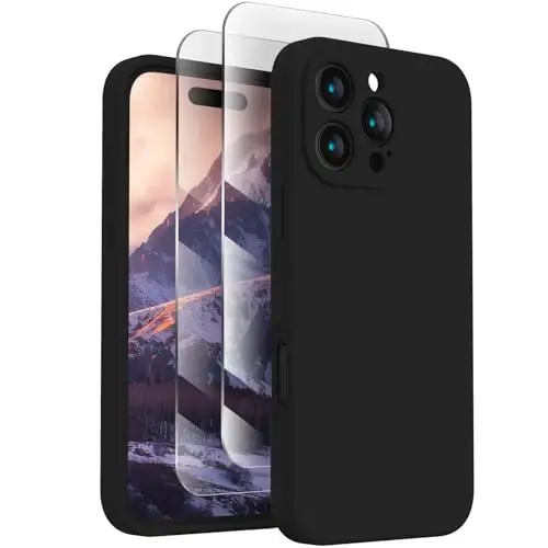 FireNova Designed for iPhone 16 Pro Case, Silicone Upgraded [Camera Protection] Phone Case, Soft Anti-Scratch Microfiber Lining Inside, 2024, Black - 1