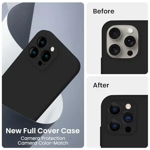 FireNova Designed for iPhone 16 Pro Case, Silicone Upgraded [Camera Protection] Phone Case, Soft Anti-Scratch Microfiber Lining Inside, 2024, Black - 3
