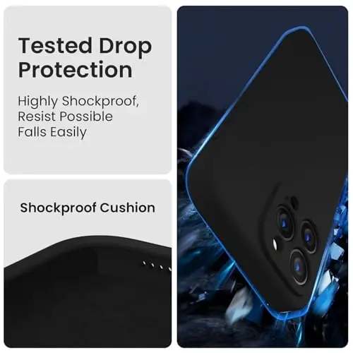 FireNova Designed for iPhone 16 Pro Case, Silicone Upgraded [Camera Protection] Phone Case, Soft Anti-Scratch Microfiber Lining Inside, 2024, Black - 4