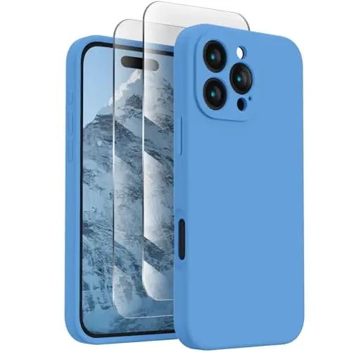 FireNova Designed for iPhone 16 Pro Case, Silicone Upgraded [Camera Protection] Phone Case, Soft Anti-Scratch Microfiber Lining Inside, 2024, Blue 