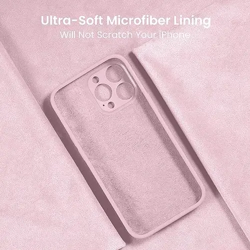 FireNova Designed for iPhone 16 Pro Case, Silicone Upgraded [Camera Protection] Phone Case, Soft Anti-Scratch Microfiber Lining Inside, 2024, Chalk Pink - 5