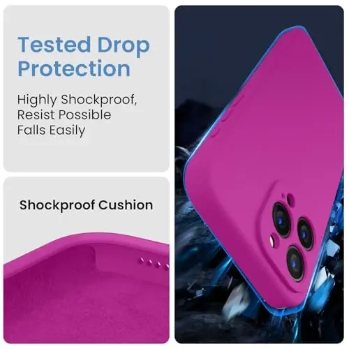 FireNova Designed for iPhone 16 Pro Case, Silicone Upgraded [Camera Protection] Phone Case, Soft Anti-Scratch Microfiber Lining Inside, 2024, Dark Fuchsia - 4