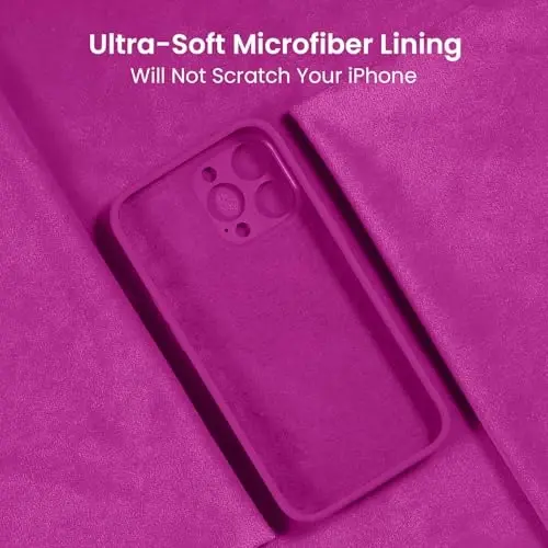 FireNova Designed for iPhone 16 Pro Case, Silicone Upgraded [Camera Protection] Phone Case, Soft Anti-Scratch Microfiber Lining Inside, 2024, Dark Fuchsia - 5