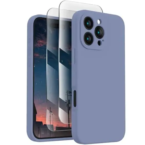 FireNova Designed for iPhone 16 Pro Case, Silicone Upgraded [Camera Protection] Phone Case, Soft Anti-Scratch Microfiber Lining Inside, 2024, Lavender Gray - 1