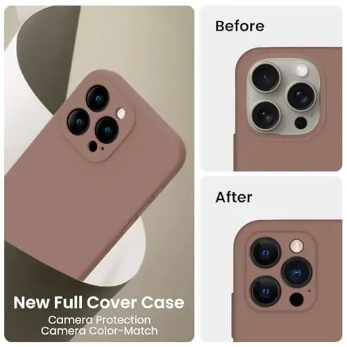 FireNova Designed for iPhone 16 Pro Case, Silicone Upgraded [Camera Protection] Phone Case, Soft Anti-Scratch Microfiber Lining Inside, 2024, Light Brown - 3