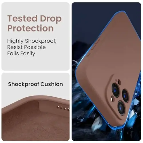 FireNova Designed for iPhone 16 Pro Case, Silicone Upgraded [Camera Protection] Phone Case, Soft Anti-Scratch Microfiber Lining Inside, 2024, Light Brown - 4