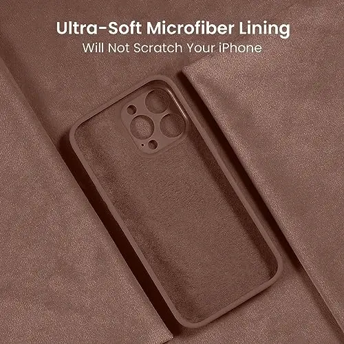 FireNova Designed for iPhone 16 Pro Case, Silicone Upgraded [Camera Protection] Phone Case, Soft Anti-Scratch Microfiber Lining Inside, 2024, Light Brown - 5