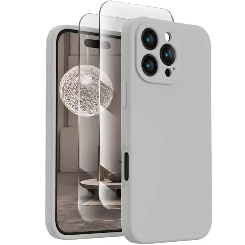 FireNova Designed for iPhone 16 Pro Case, Silicone Upgraded [Camera Protection] Phone Case, Soft Anti-Scratch Microfiber Lining Inside, 2024, Natural Titanium - 1