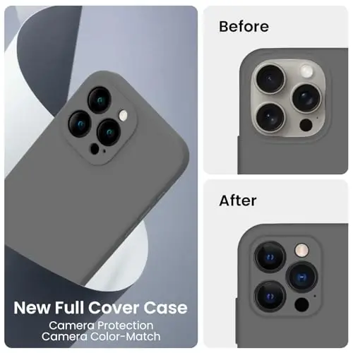 FireNova Designed for iPhone 16 Pro Case, Silicone Upgraded [Camera Protection] Phone Case, Soft Anti-Scratch Microfiber Lining Inside, 2024, Space Gray - 3