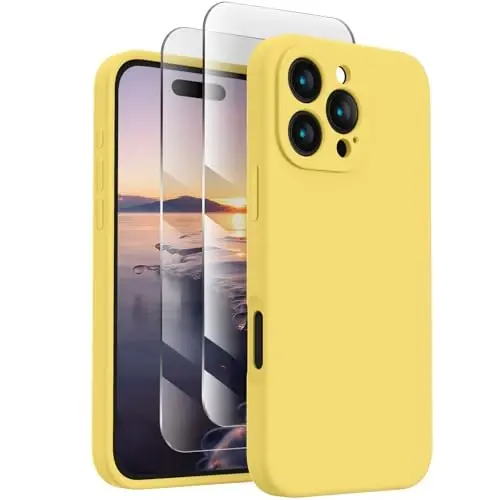 FireNova Designed for iPhone 16 Pro Case, Silicone Upgraded [Camera Protection] Phone Case, Soft Anti-Scratch Microfiber Lining Inside, 2024, Yellow 