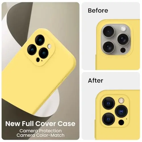 FireNova Designed for iPhone 16 Pro Case, Silicone Upgraded [Camera Protection] Phone Case, Soft Anti-Scratch Microfiber Lining Inside, 2024, Yellow - 3