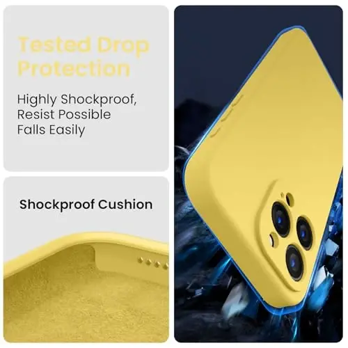 FireNova Designed for iPhone 16 Pro Case, Silicone Upgraded [Camera Protection] Phone Case, Soft Anti-Scratch Microfiber Lining Inside, 2024, Yellow - 4