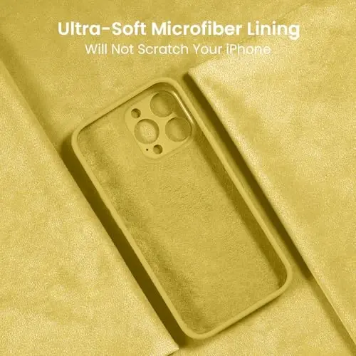 FireNova Designed for iPhone 16 Pro Case, Silicone Upgraded [Camera Protection] Phone Case, Soft Anti-Scratch Microfiber Lining Inside, 2024, Yellow - 5