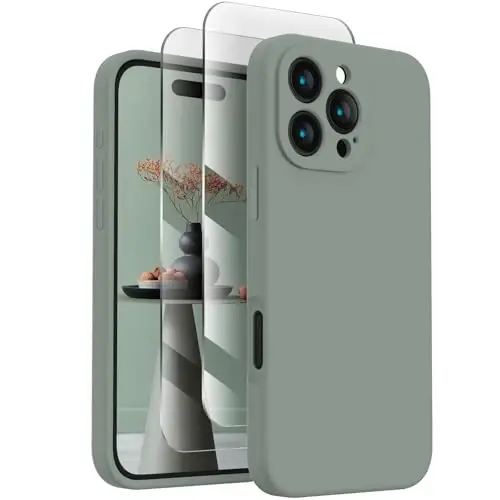 FireNova Designed for iPhone 16 Pro Max Case, Silicone Upgraded [Camera Protection] Phone Case, Soft Anti-Scratch Microfiber Lining Inside, 2024, Calke Green - 1