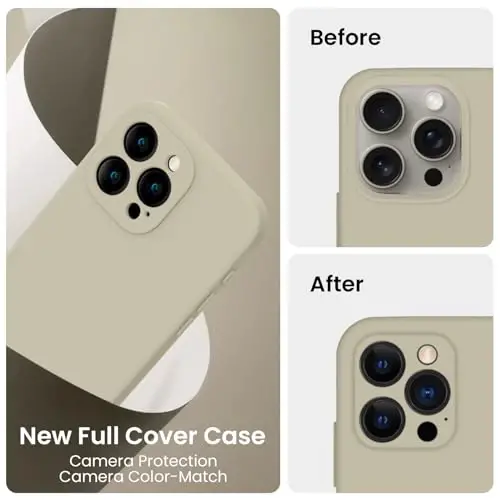 FireNova Designed for iPhone 16 Pro Max Case, Silicone Upgraded [Camera Protection] Phone Case, Soft Anti-Scratch Microfiber Lining Inside, 2024, Khaki - 3