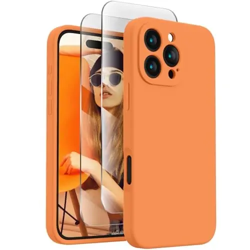 FireNova Designed for iPhone 16 Pro Max Case, Silicone Upgraded [Camera Protection] Phone Case, Soft Anti-Scratch Microfiber Lining Inside, 2024, Kumquat 