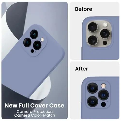 FireNova Designed for iPhone 16 Pro Max Case, Silicone Upgraded [Camera Protection] Phone Case, Soft Anti-Scratch Microfiber Lining Inside, 2024, Lavender Gray - 3