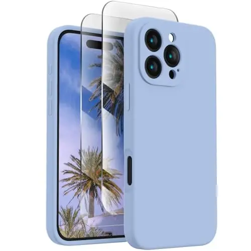 FireNova Designed for iPhone 16 Pro Max Case, Silicone Upgraded [Camera Protection] Phone Case, Soft Anti-Scratch Microfiber Lining Inside, 2024, Light Blue 