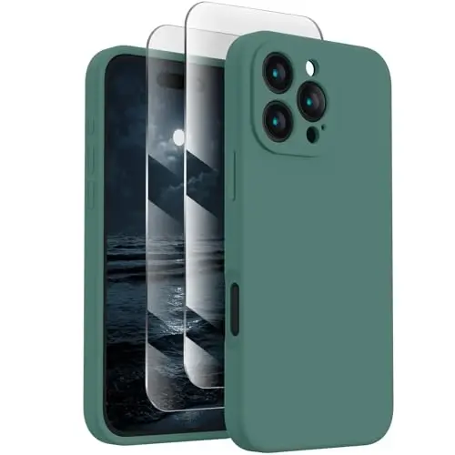 FireNova Designed for iPhone 16 Pro Max Case, Silicone Upgraded [Camera Protection] Phone Case, Soft Anti-Scratch Microfiber Lining Inside, 2024, Midnight Green - 1
