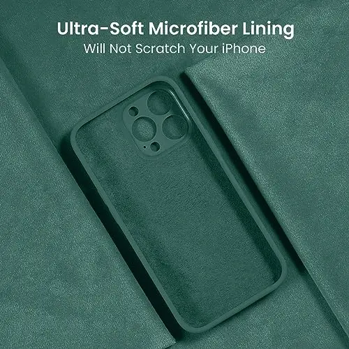 FireNova Designed for iPhone 16 Pro Max Case, Silicone Upgraded [Camera Protection] Phone Case, Soft Anti-Scratch Microfiber Lining Inside, 2024, Midnight Green - 5