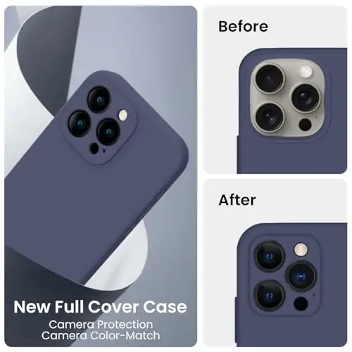 FireNova Designed for iPhone 16 Pro Max Case, Silicone Upgraded [Camera Protection] Phone Case, Soft Anti-Scratch Microfiber Lining Inside, 2024, Navy Blue - 3
